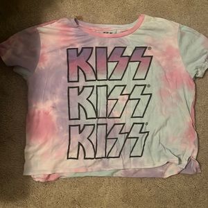 KISS brand cropped tee, tye dye, size XXL